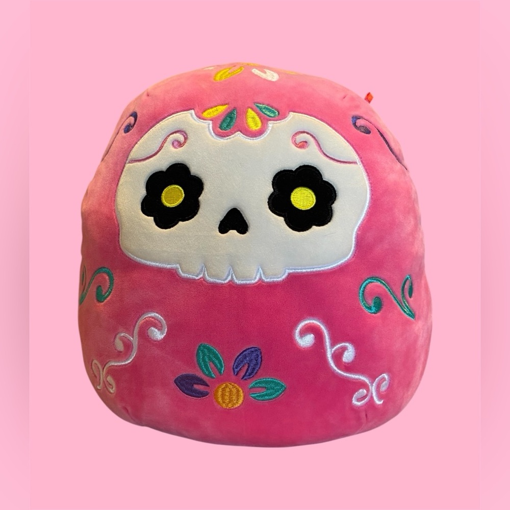 Dia de los Muertos Day of the Dead Pink Skull Marcita Squishmallow Plush, 12 in